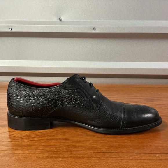 Galezio Torresi Men Black Leather Exotic Reptile Print Derby Oxford Size 42EU main image 6
